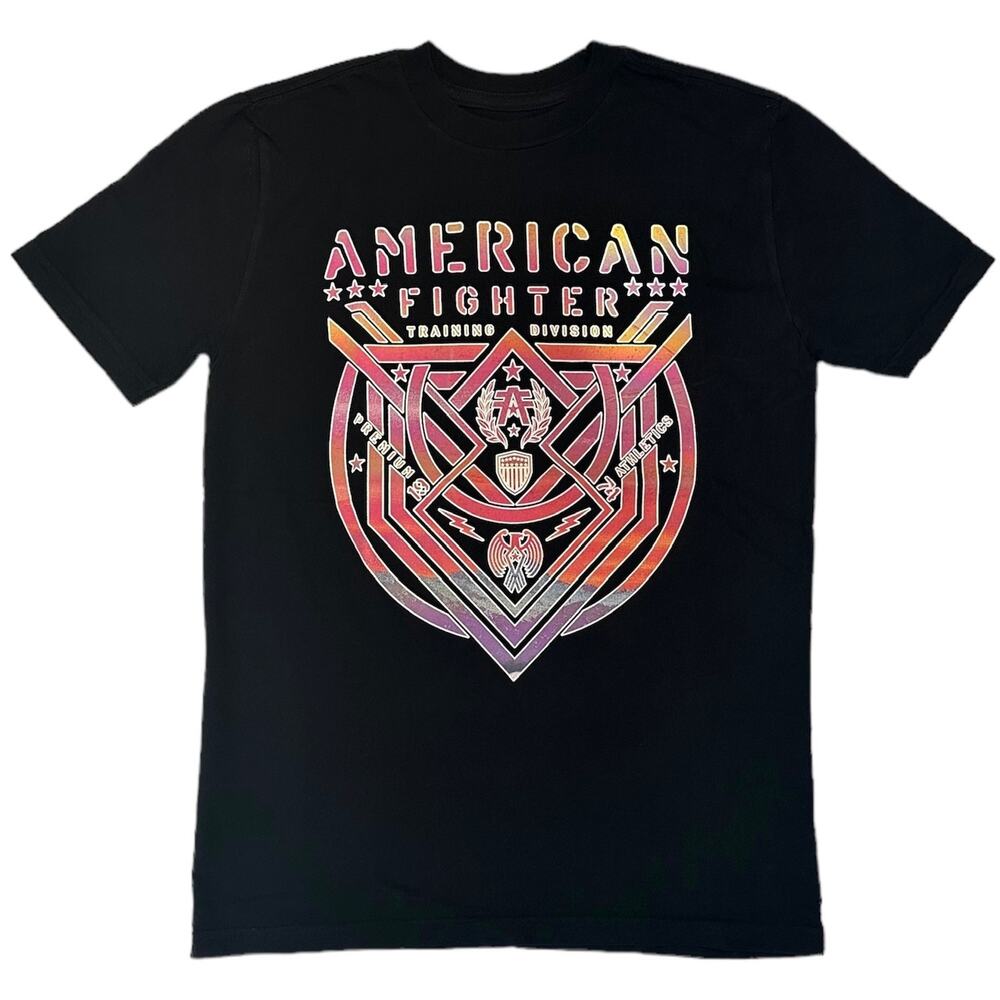 American Fighter Youth Kids T-Shirt Reflective Print Lost Springs Tee in Black